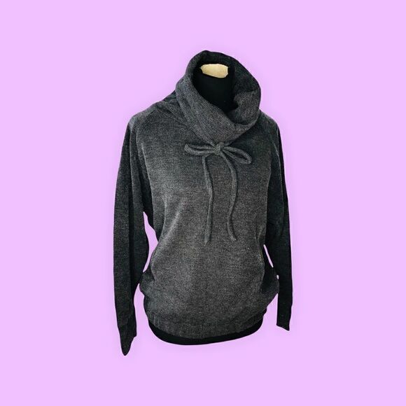 LUMIERE Charcoal Gray Long-Sleeve Super Soft Turtleneck Pullover Top Sweatshirt - Picture 2 of 13